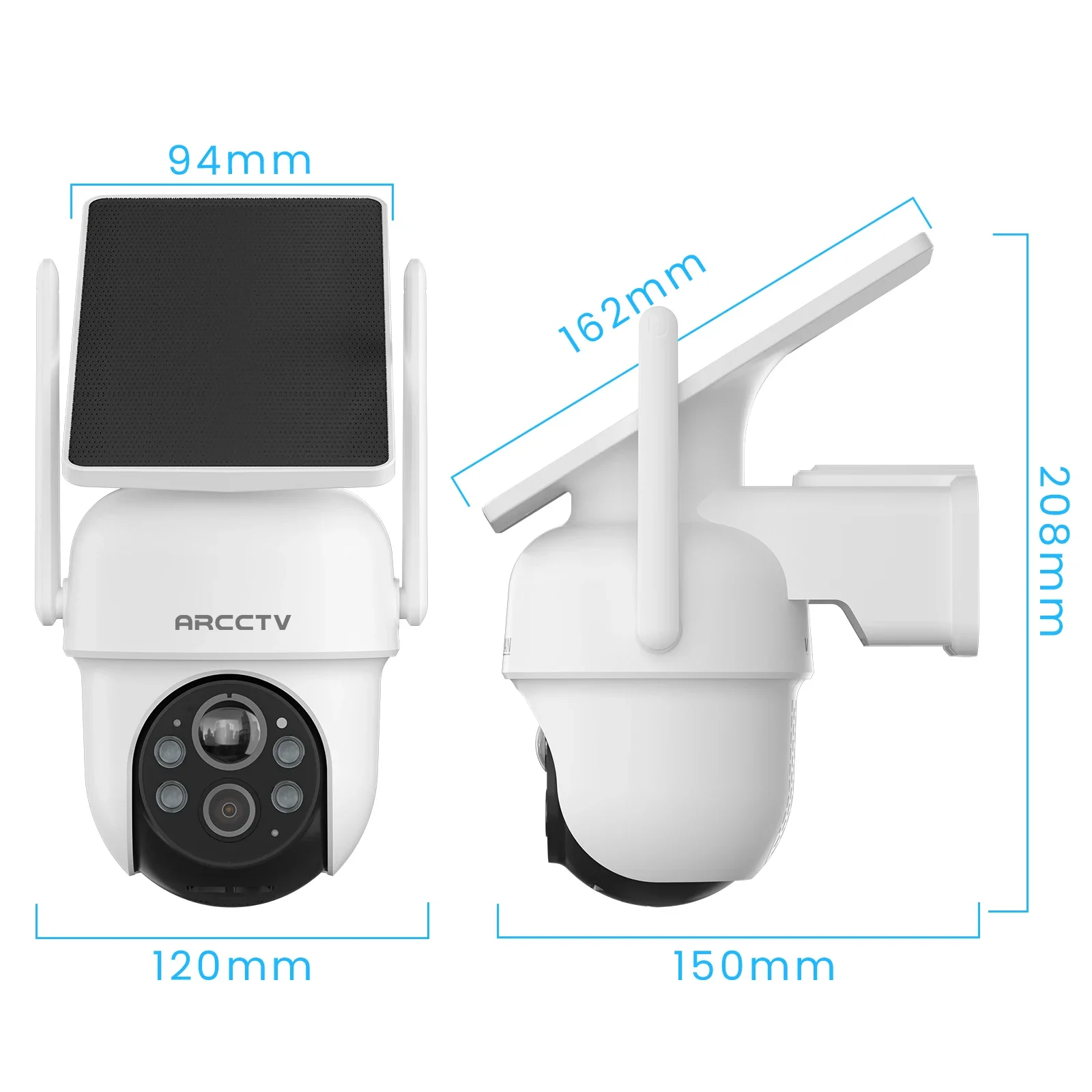 ARCCTV 4MP Wifi Solar Camera Kit Outdoor Wireless Security Surveillance Camera Set Siren Alarm Humanoid Detection Two Way Audio 18 kf