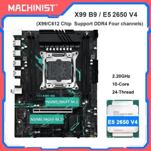 MACHINIST X99 B9 Motherboard kit Intel Xeon E5 2650 V4 CPU LGA 2011-3 Support DDR4 4-channel RAM C612 chip NVME/SATA M.2 USB3.0