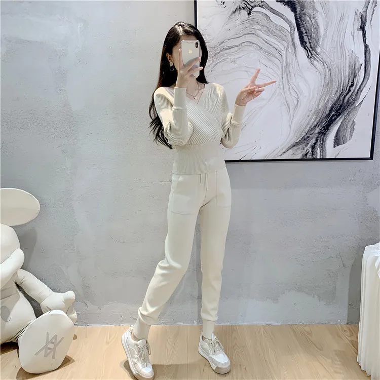Elegant Tracksuit Sexy Two Piece Set Women Korean Style Ribbed Knitted Backless Top And Long Harem Pant Suit Autumn Outfits y2k 14 kf S65fbe0b80afe493fa7eece27619a55cfq