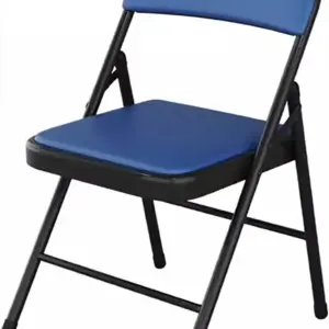 Chairs，Padded Folding Chairs，Portable Comfortable Backrest Foldable Chair，for Family Restaurant, Office, Hotel (Size : Black+blu