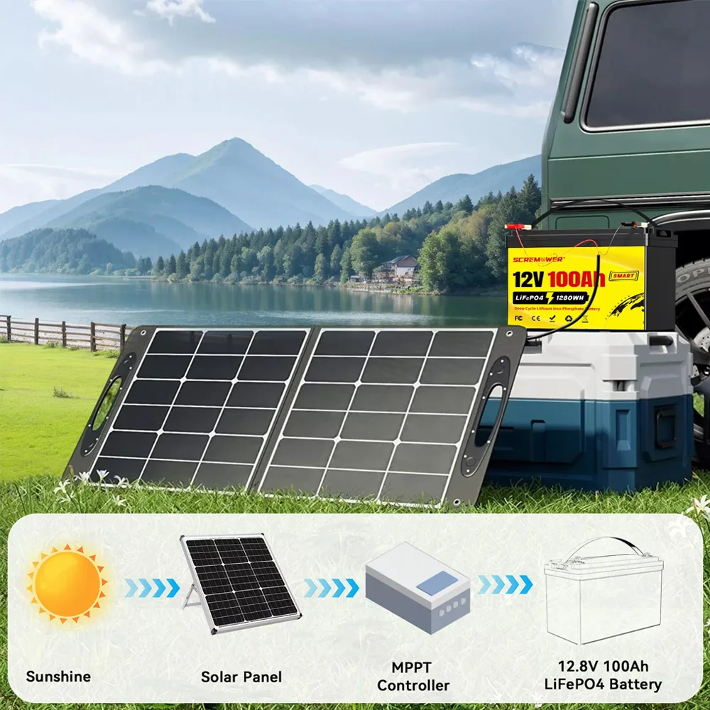 MOSEWORTH LiFePO4 12V 100Ah Battery Pack 12.8V Lithium Battery 8000+ Cycles With Bluetooth BMS Grade A For Boat RV Campers 16 kf S68c77c3361344350b0aade978997ef5a5