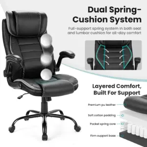 Ergonomic Office Chair, Reclining Executive Office Desk Chair with Adjustable Headrest and Pocket Spring Lumbar Support, Comfort