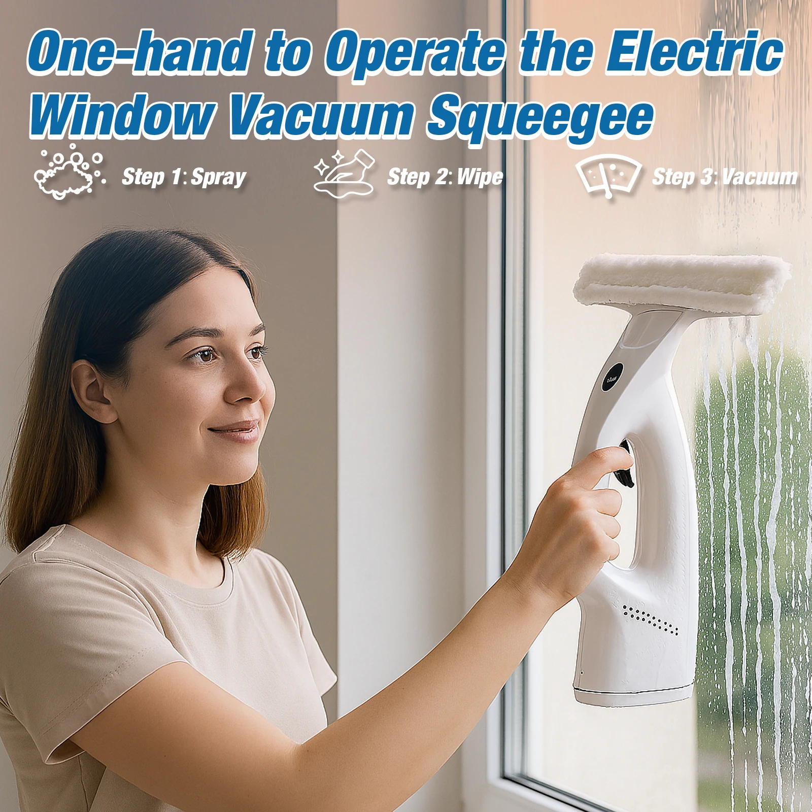 3-in-1 electric window cleaner: vacuum, water suction, and squeegee, cleans tiles and mirrors, can be operated with one hand 13 kf S69cf42aaef1e4f6d860a6c3c737cd521P