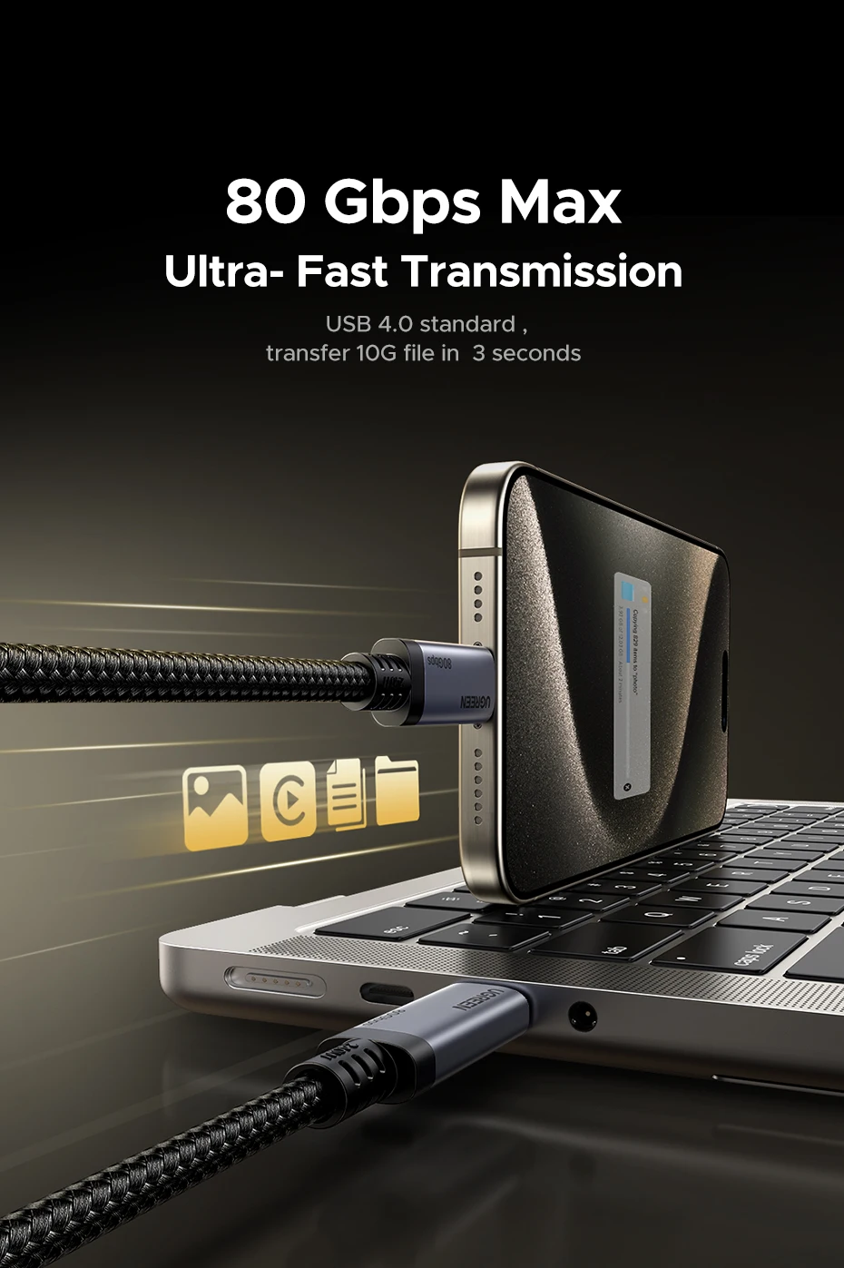 UGREEN PD3.1 240W USB-C Cable USB4 80Gbps 16K Display Type-C Fast Charging Compatible with USB-C Monitors MacBook iPad iPhone 17 10 kf S69dd9d92da91489a87a053f8eee9f41eB