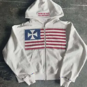 Autumn new national flag minimalist design color collision pattern men hooded sweatshirt Harajuku Y2k loose zipper sweatshirt