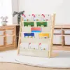 Kids Bookshelf, 6 Tier Bookcase Storage Display Rack Wooden Book Organizer With Pocket For Kids Room And Playroom