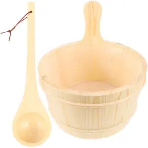 Wooden Tub Sauna Water Bucket Bath Tool Spa Supply Beige Wooden Tub Wood Steam Room Home Use Quality Basins