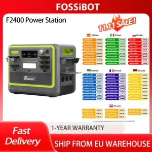 FOSSiBOT F2400 Portable Power Station, 2048Wh LiFePO4 Battery 2400W Output Solar Generator, 16 Output Ports, 3 Charging Methods