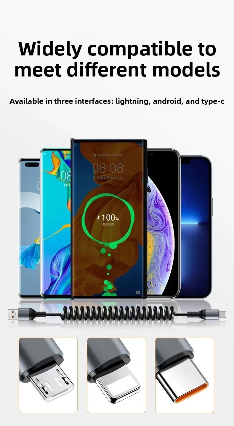 25CM To 1M Car Spring Data Cord 6A Short Fast Charging Wire USB C TO USB C Cable For iPhone15 Huawei Xiaomi Samsung Type c Cable 16 kf S6d960dccb2124f0681419f0521feb54dw