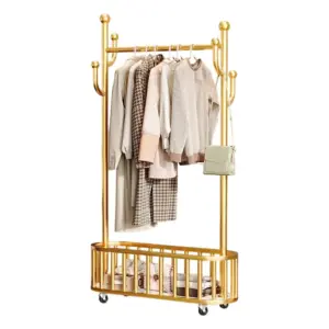 Mobile Clothes Hanger Floor-standing Bedroom Simple Clothes Hanger Clothes Rack Metal Coat Rack Clothes Hanger Storage