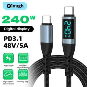 240W Type C to Type C Super Charge Digital Display Cable 0.5m-2m USB C Data Cable For Iphone 15 16 Samsung s24 s23 Huawei Xiaomi