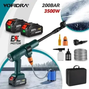 YOFIDRA 200Bar Brushless Electric High Pressure Washer 6-in-1 Car Washing Garden Water Spray Gun Fit For Makita 18V Battery Pin