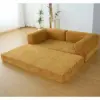 New Design Living Room Sofa Bedroom Yellow Faux Fur Fabric Sleeper Removable Cover Furniture Sofa Bed Mattress Compressed Sofa