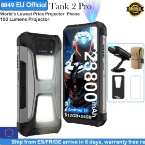8849 Tank 2 PRO Unihertz Projector Rugged Smartphone 23800mAh 2.4K Display 24GB 512GB Mobile Phone 120W Android 14 Phone