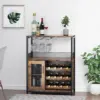 3-Tier Wine Bar Cabinet With Detachable Wine Rack And Storage Space Buffet Cabinet With Glass Holder And Mesh Door For Home