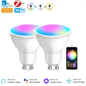 Żarówka LED GU10 Zigbee/Wifi RGB CW WW Reflektory LED Inteligentna lampa LED Współpraca z Alexą Echo Hub Google Yandex Smartthings