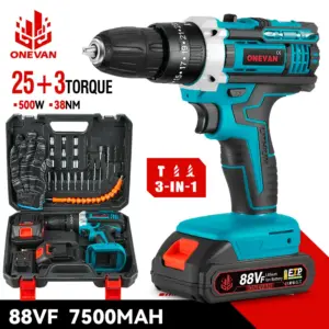 ONEVAN Electric Impact Drill 25+3 Torque Multifunctional 2 Gears Cordless Hammer Drill Power Tool For Makita 18V Battery Pin