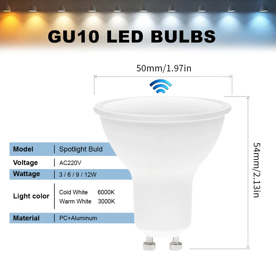 GU10 LED Bulb Radar Light PIR Motion Sensor 3W 6W 9W 12W Light Bulbs AC220V Energy Saving Working In Night For Ceiling Downlight 8 kf S734bd03a37a645b28e1c430897e628d0T