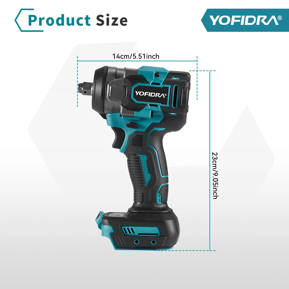 YOFIDRA Brushless 1200N.M Torque Electric Impact Wrench Cordless Electric Screwdriver Power Tools For Makita 18V Battery Pin 12 kf S73e37f42e99c4d0596c8415994277653I