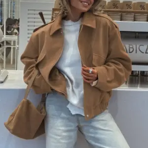 Casual Women's Suede Bomber Jackets Loose Lapel Zipper Long Sleeve Pockets Female Coats 2025 Autumn Lady Commute Outwear New
