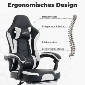 WOTSTA Gaming Chair with Footrest Gamer Chairs Ergonomic with Lumbar Cushion Headrest Chair Height Adjustable Computer Chair 3 kf S764fb69dd0e641eb84884b2c7a457458f