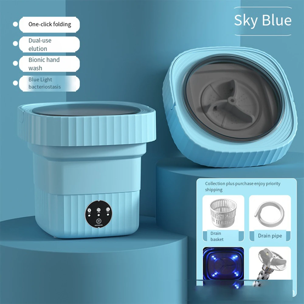 Ultrasonic Folding Portable Washing Machine 6L 11L Big Capacity with Spin Dryer Bucket for Clothes Travel Home Underwear Socks 15 kf S76e6d6ca2ece465da53d0837d0faea02n