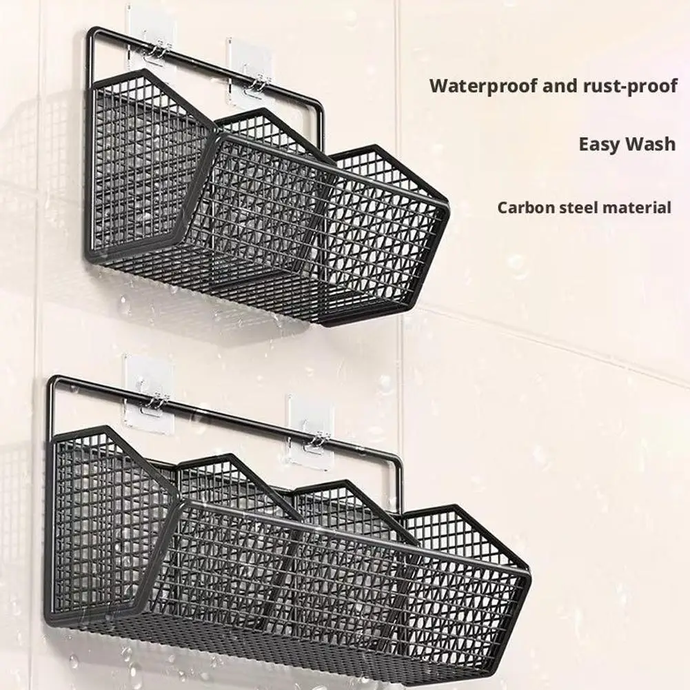 Wall-mounted Kitchen Storage Basket Perforation-free Iron Partition Storage Rack for Kitchen Ingredients Sorting Storage Basket 11 kf S77a2c28004ed4991b0e797b17b1f45f9R