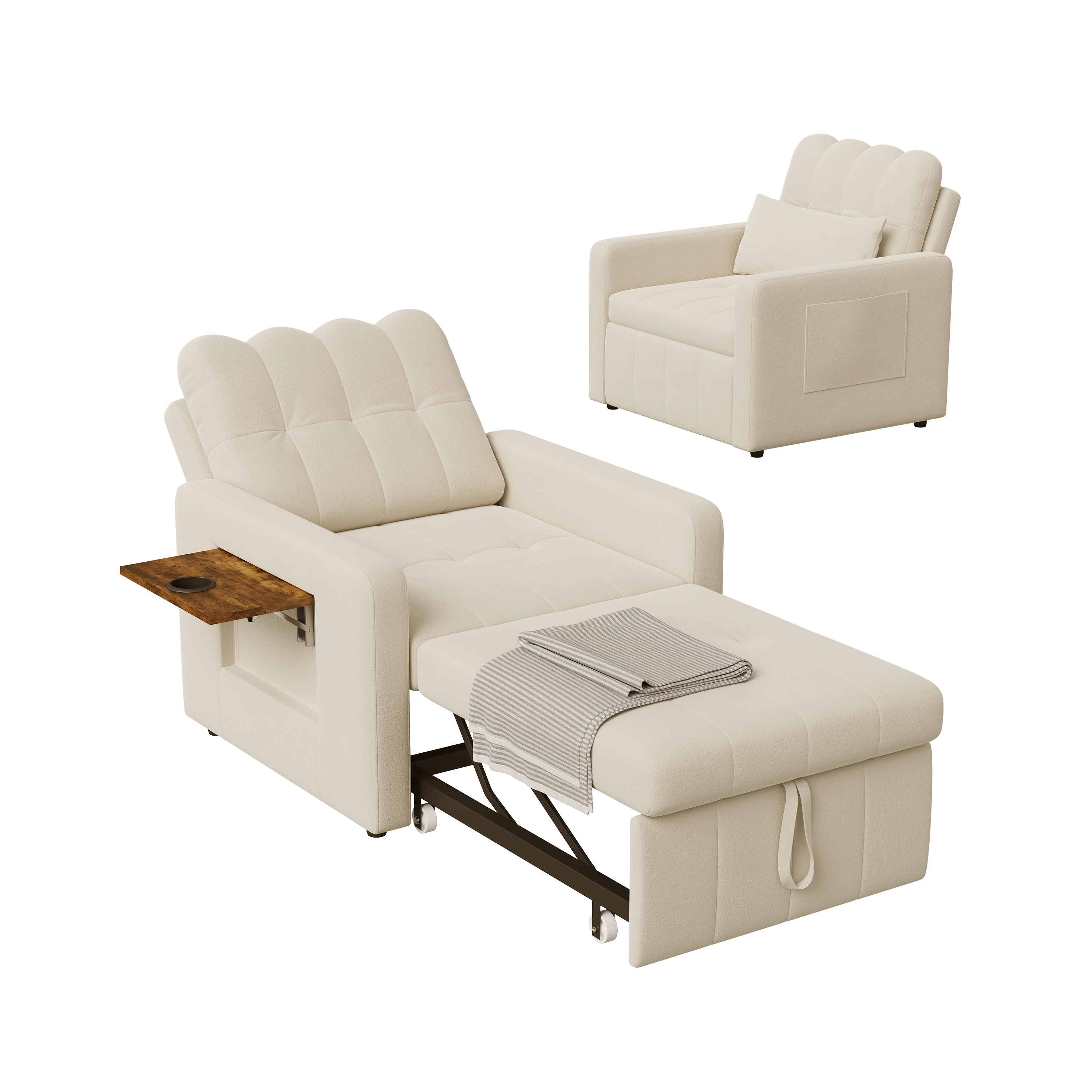 Rosahqnda Folding Sofa Bed,Sleeping Chair with Adjustable Backrest&table&Side Pocket,Relaxing Chair for Living Room,Bedroom 19 kf S77a3b20f3a884193b673a6cc2a98a504L