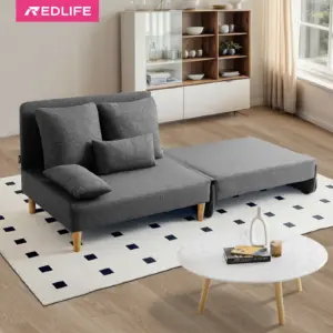 Redlife Convertible Sleeper Chair Folding Sofa Bed Couch for Living Room 1 to 2 Seat Guest Bed W/ 2 Throw Pillow for Small Space