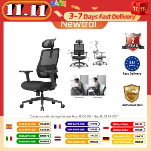 Newtral Magich003 Ergonomic Office Chair, Auto-Following Backrest, Adaptive Lower Back Support, Adjustable Headrest Seat