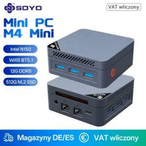 SOYO Mini PC M4 Mini Intel Twin Lake-N150 CPU 12GB DDR5 4800MHz M.2 2242 512GB SSD WiFi5.0 BT5.1 USB3.2 Type-C Protable Computer