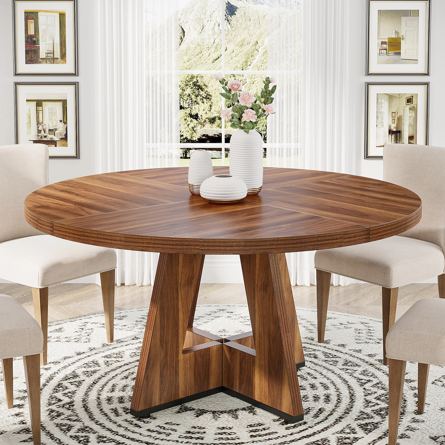 Tribesigns Round Dining Table for 4, 47 Inch Farmhouse Kitchen Table Small Dinner Table Kitchen Dinning Table for Dining Room 12 kf S7a0464990d314ac5b526014a5df5a794P