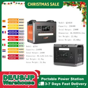 SOLARPLAY Q2501 Q2402M Portable Power Station 2160WH 2304WH LiFePO4 Battery with 2400W/2500W (4800W Peak) Solar Generator