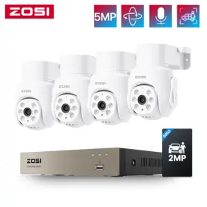 ZOSI 5MP 360°View Wired Security Camera System 5MP/2MP Pan Tilt Home Surveillance Cameras Indoor Outdoor H.265+ 8CH CCTV DVR