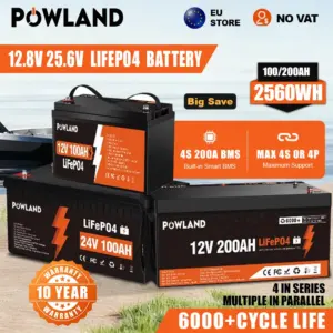 LiFePO4 12V 200AH 24V 100AH Battery Free Charger 12.8V Lithium Battery Built-In 200A BMS 6000+ Cycle For Boat Fast Ship From EU