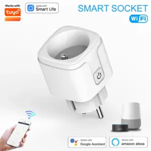 Tuya Smart Plug WiFi&Bluetooth FR Socket 16A with Power Monitor Voice Control Timing Smart Life Control Works with Alexa Google