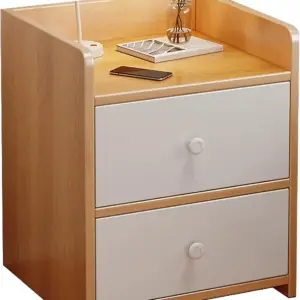 Night Stand, Bedside Table with Drawer, Raised Guardrail, Modern Nightstands, Suitable for Bedroom, Living Room(Natural)