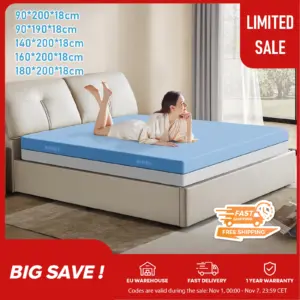Commode foam mattress 18 cm, useable memory foam, cooling cover, hardness H3/H4, 18 cm high, 7-zone support