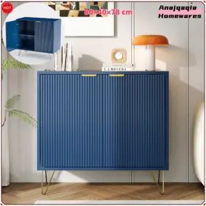 Anajqaqia Chest of Drawers with 2 Doors and Metal Legs, Sideboard, Kitchen Cabinet, Living Room, Bedroom, 80x40x78 cm, Dark Blue