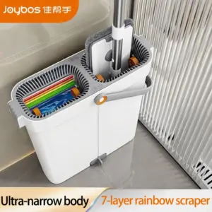 Floor Mop Set With Rotating Hand-Free Flat 33cm JOYBOS Spin Mop Bucket 360 Rotating Wet and Dry For Home Floor Cleaner Tool