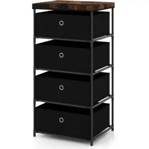 Storage cabinet with fabric drawers with removable and folding drawers for bedroom, living room and hallway, black