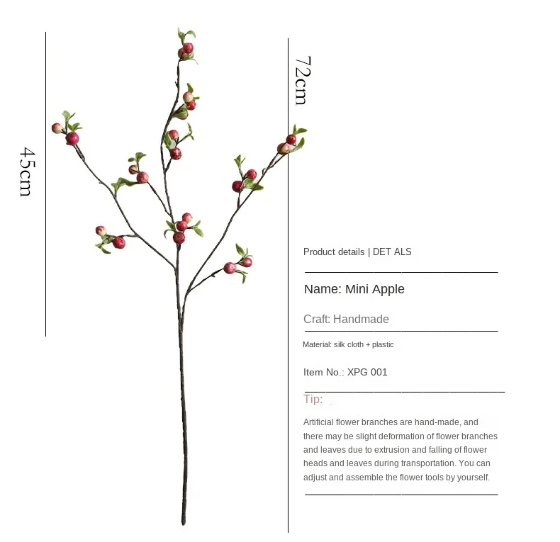 72cm Artificial Single Branch Mini Apple Wedding Flower Light Luxury Home Hotel Restaurant Decoration Flower Arrangement 9 kf S81166bc2b3084d9e847265a132bf76b1T