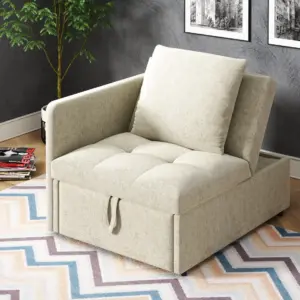 Upholstered Bed, 3-in-1 Sofa Bed, Multifunctional Sofa Bed, Linen Fabric Sofa w/ Adjustable Backrest, Daybed for Small Spaces 6 kf S81ca23a6f9ce4944af0d322cb53ca129O