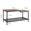 Coffee Table Industrial Livingroom Table 2-Tier Rustic Center Table With Mesh Shelf Rectangle Storage Table Metal Frame