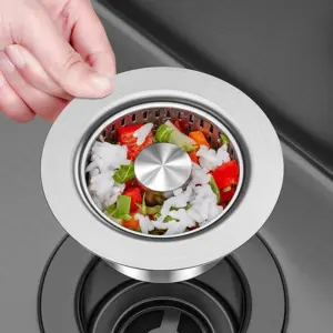 Stainless Steel Kitchen Sink Drain Strainer with Basket Filter Anti Clog Odor Insect Stopper Pop Up Water Storage Universal Plug