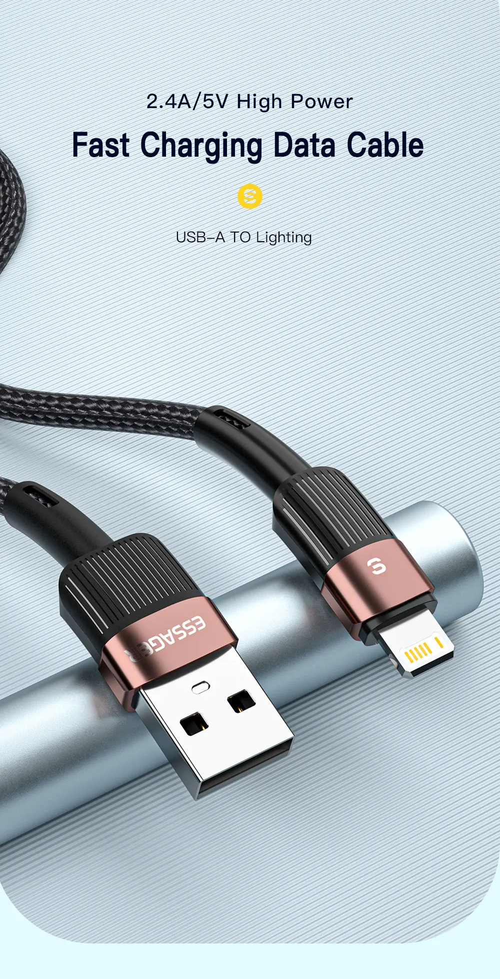 Essager Fast Charging For iPhone Usb Cable 11 12 13 Pro Max Mini Xs Xr X SE 8 7 6 Plus 6s 5 5s 2.4A Wire For iPhone Charger Cord 7 kf S843008fccf924821bd5c85461d7adeb9y
