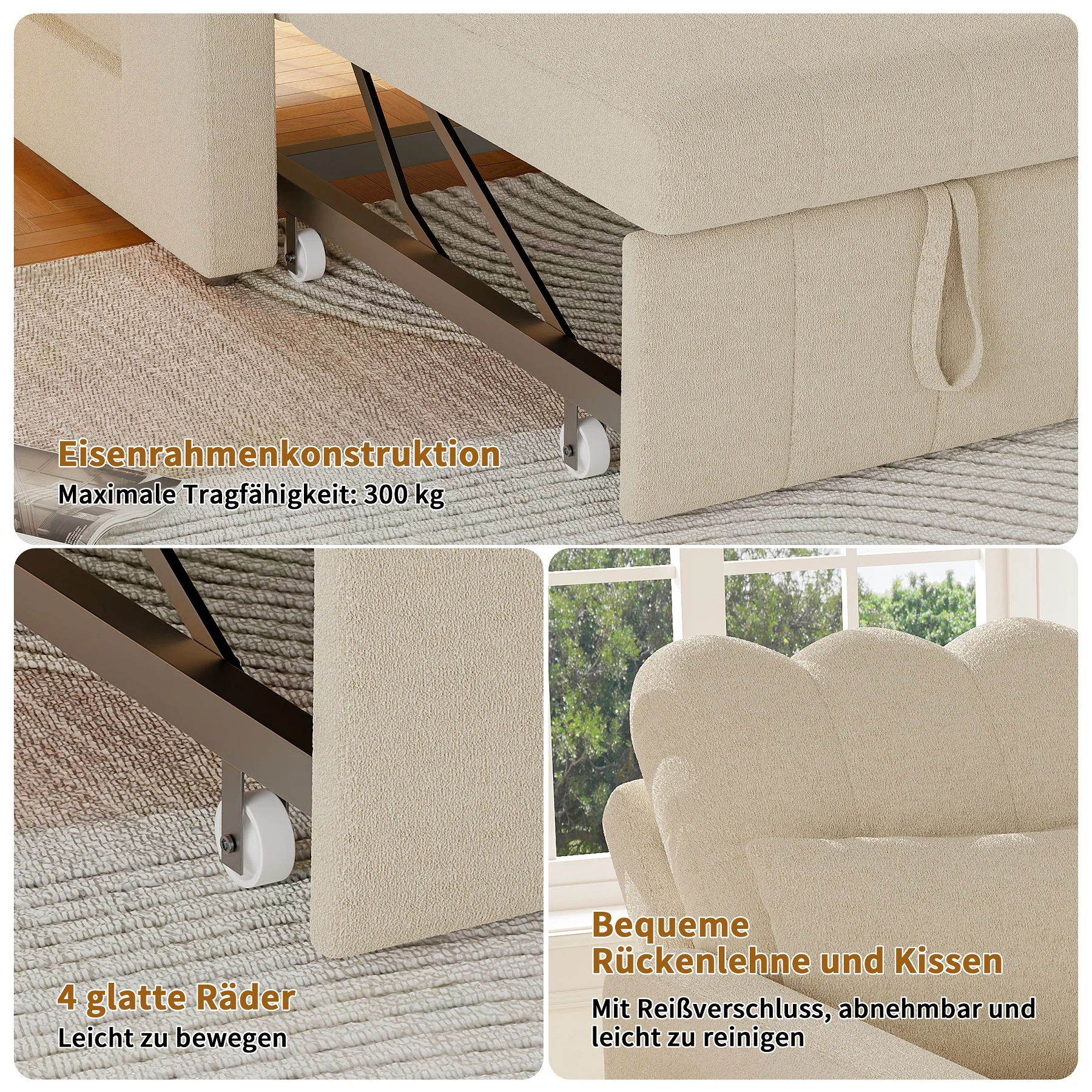 Rosahqnda Folding Sofa Bed,Sleeping Chair with Adjustable Backrest&table&Side Pocket,Relaxing Chair for Living Room,Bedroom 26 kf