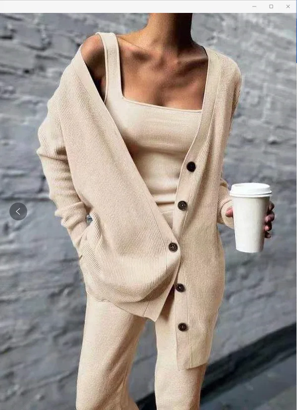 Autumn and Winter Women's Cross-border Knitting Amazon New Western Women's Jacket Vest Pants Three-piece Set 8 kf S86f4c5995d8c454b906282f974b684ccp