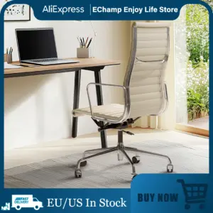 White Mid Back Genuine Leather Swivel Chairs Ergonomic Office Chair Adjustable Swivel Leather Gaming Chair Ribbed Office Chair