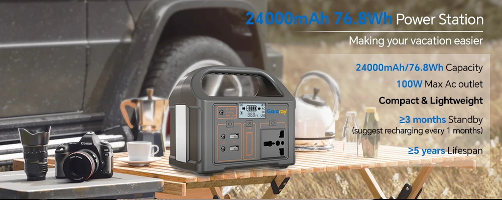 Gaiaray 100W Portable Power Station 76.8Wh LiFePO4 Solar Generator 220V Power Station 24000mAh Power Bank for Outdoor Camping 8 kf S8847620b28e146dcbec5e4b63b5ea902l